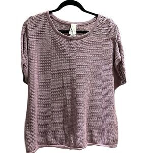 Pact Women's Sz XL Lavender Short Sleeve Loose Knit Top